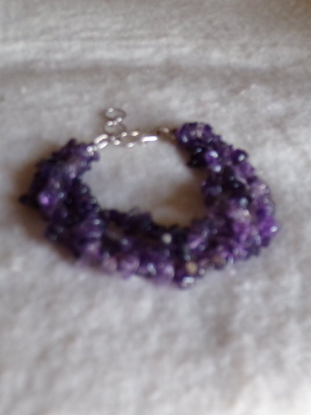 African Amethyst .925 Silver Bracelet Size 7.25